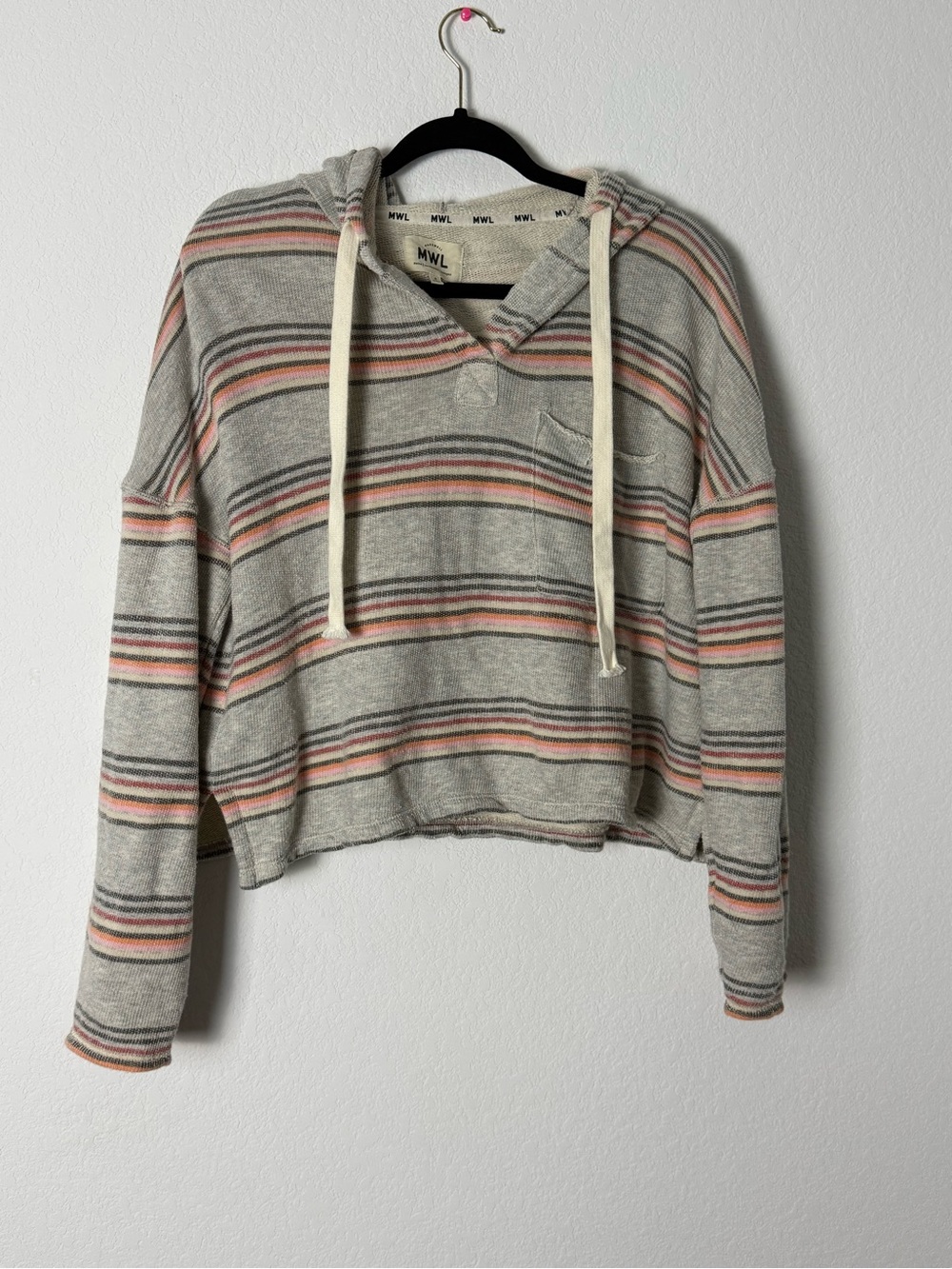 Madewell MWL Popover Hoodie Sweatshirt in Sorrento Stripe Oversized Medium